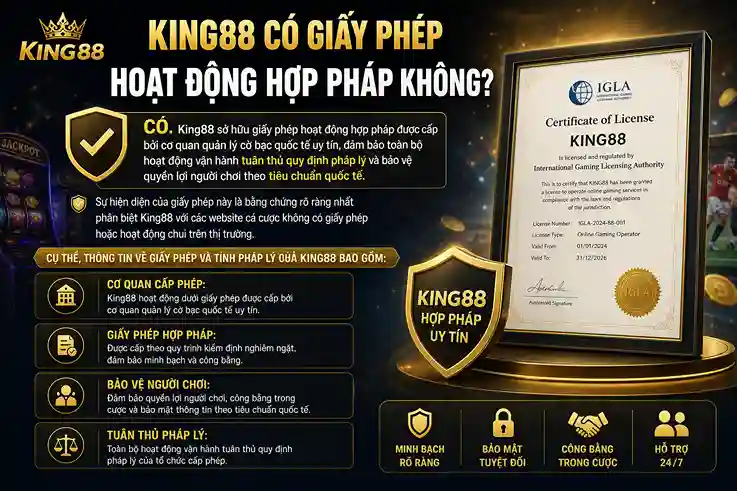 King88 Có Giấy Phép Hoạt Động Hợp Pháp Không?